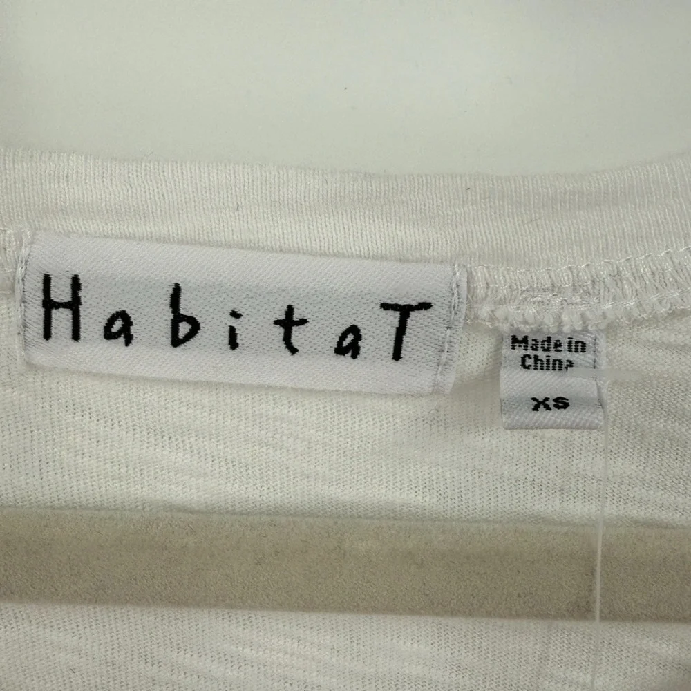 Habitat Womens Slub Cotton Asymmetrical Tunic Top Size XS White Minimalist‎